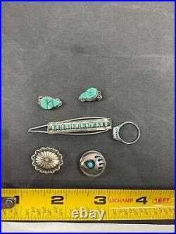 Vintage Southwestern Native American Turquoise & Sterling Silver Jewelry Lot