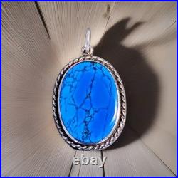 Vintage Spiderweb Turquoise & Sterling Silver Southwestern Pendant Handmade