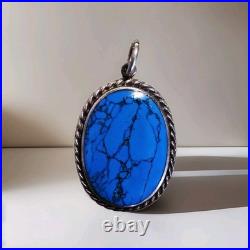 Vintage Spiderweb Turquoise & Sterling Silver Southwestern Pendant Handmade