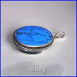 Vintage Spiderweb Turquoise & Sterling Silver Southwestern Pendant Handmade
