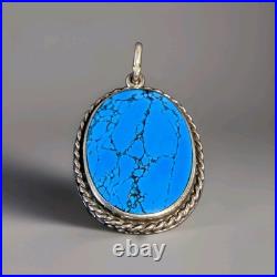 Vintage Spiderweb Turquoise & Sterling Silver Southwestern Pendant Handmade