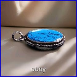 Vintage Spiderweb Turquoise & Sterling Silver Southwestern Pendant Handmade