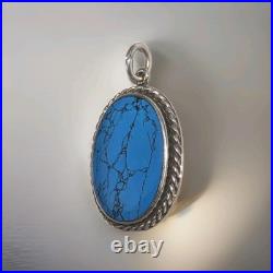 Vintage Spiderweb Turquoise & Sterling Silver Southwestern Pendant Handmade