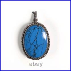 Vintage Spiderweb Turquoise & Sterling Silver Southwestern Pendant Handmade
