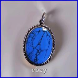 Vintage Spiderweb Turquoise & Sterling Silver Southwestern Pendant Handmade