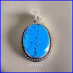 Vintage Spiderweb Turquoise & Sterling Silver Southwestern Pendant Handmade Vintage Spiderweb Turquoise & Sterling Silver Southwestern Pendant Handmade