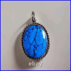 Vintage Spiderweb Turquoise & Sterling Silver Southwestern Pendant Handmade
