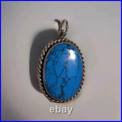 Vintage Spiderweb Turquoise & Sterling Silver Southwestern Pendant Handmade