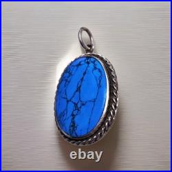 Vintage Spiderweb Turquoise & Sterling Silver Southwestern Pendant Handmade