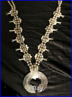 Vintage Squash Blossom necklace and matching ring, signed