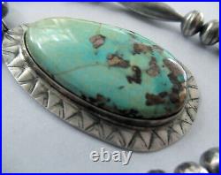 Vintage Sterling Bench Bead Navajo Necklace 2 1/4 Inches. 20 1/2 Inches Neckl