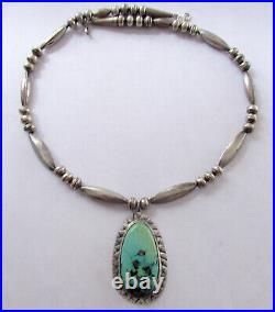 Vintage Sterling Bench Bead Navajo Necklace 2 1/4 Inches. 20 1/2 Inches Neckl