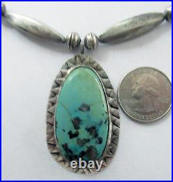 Vintage Sterling Bench Bead Navajo Necklace 2 1/4 Inches. 20 1/2 Inches Neckl