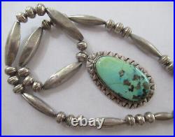 Vintage Sterling Bench Bead Navajo Necklace 2 1/4 Inches. 20 1/2 Inches Neckl