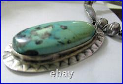 Vintage Sterling Bench Bead Navajo Necklace 2 1/4 Inches. 20 1/2 Inches Neckl