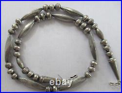 Vintage Sterling Bench Bead Navajo Necklace 2 1/4 Inches. 20 1/2 Inches Neckl