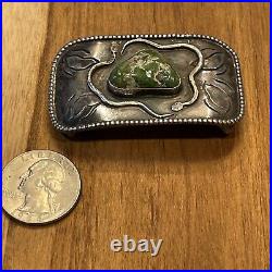 Vintage Sterling Double Snake Turquoise belt Buckle Slide scarf Native American