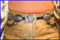 Vintage Sterling Native American Concho Belt (9) Conchos