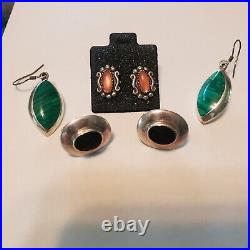 Vintage Sterling Native American Jewelry Lot Earrings Watchtips Rings