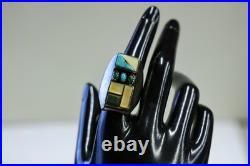 Vintage Sterling Native American Multi Stone Ring 30.3 Grams Size 11