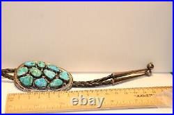 Vintage Sterling Native American Turquoise Bolo Tie by J. W. Tom