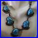 Vintage Sterling Native American Turquoise Necklace 73.58 Grams 24