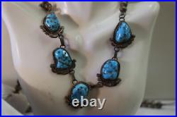 Vintage Sterling Native American Turquoise Necklace 73.58 Grams 24