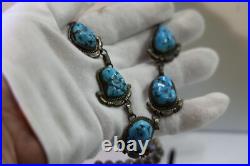 Vintage Sterling Native American Turquoise Necklace 73.58 Grams 24