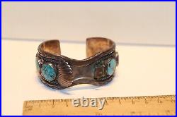 Vintage Sterling Native American Turquoise/Watch Band (Broken Top)