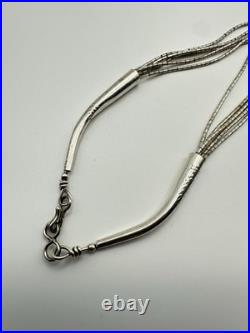 Vintage Sterling Silver 5 Strand Lapis Liquid Silver Necklace & Bracelet