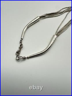 Vintage Sterling Silver 5 Strand Lapis Liquid Silver Necklace & Bracelet