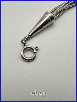 Vintage Sterling Silver 5 Strand Lapis Liquid Silver Necklace & Bracelet