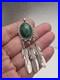 Vintage Sterling Silver 925 Native American Feathers Malachite Pendant For