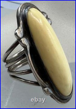 Vintage Sterling Silver Antler Native American Split Band Navajo Ring Size 6