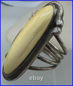 Vintage Sterling Silver Antler Native American Split Band Navajo Ring Size 6