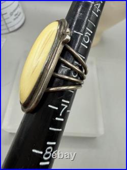 Vintage Sterling Silver Antler Native American Split Band Navajo Ring Size 6