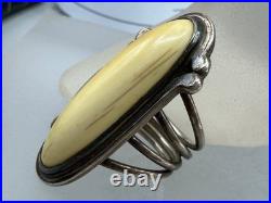 Vintage Sterling Silver Antler Native American Split Band Navajo Ring Size 6