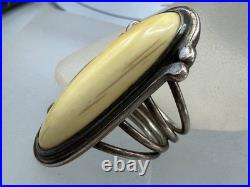 Vintage Sterling Silver Antler Native American Split Band Navajo Ring Size 6