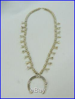 Vintage Sterling Silver Beaded Squash Blossom Necklace 30 Long