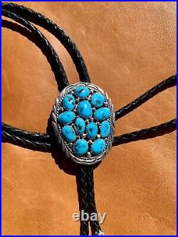 Vintage Sterling Silver Bisbee Turquoise Western Navajo Bolo Tie