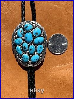 Vintage Sterling Silver Bisbee Turquoise Western Navajo Bolo Tie