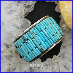 Vintage Sterling Silver Cobblestone Turquoise Ring Size 10.25-10.5 For Men