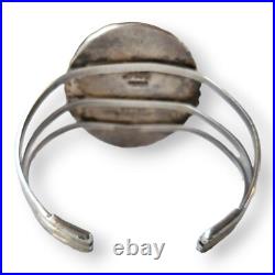 Vintage Sterling Silver Green Aventurine Native American Cuff Bracelet Signed