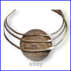 Vintage Sterling Silver Green Aventurine Native American Cuff Bracelet Signed Vintage Sterling Silver Green Aventurine Native American Cuff Bracelet Signed