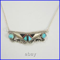 Vintage Sterling Silver Hopi Native American Cheryl Wadsworth Turquoise Necklace