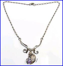 Vintage Sterling Silver IRV Monte Navajo Native American Amethyst Necklace