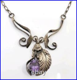 Vintage Sterling Silver IRV Monte Navajo Native American Amethyst Necklace