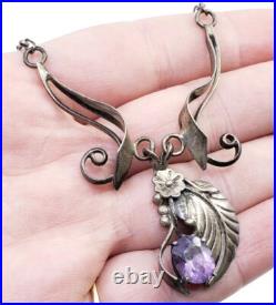 Vintage Sterling Silver IRV Monte Navajo Native American Amethyst Necklace