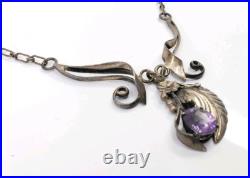 Vintage Sterling Silver IRV Monte Navajo Native American Amethyst Necklace