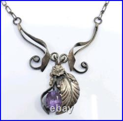Vintage Sterling Silver IRV Monte Navajo Native American Amethyst Necklace